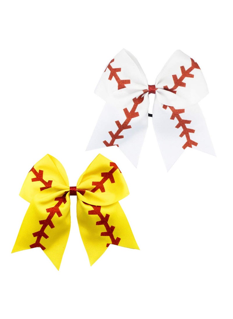 JustMyDress Girls Cheerleader Jumbo Bow Ponytail Holder Hairbow Girl Teen Hair Accessories JB81 AWhite Yellow 