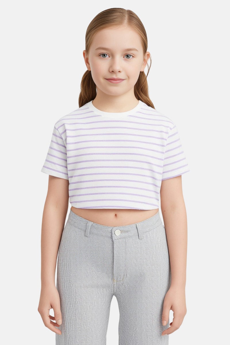 Sinsay Kids Girl Stripe Short Sleeve T-shirt, Multicolor - Image 1