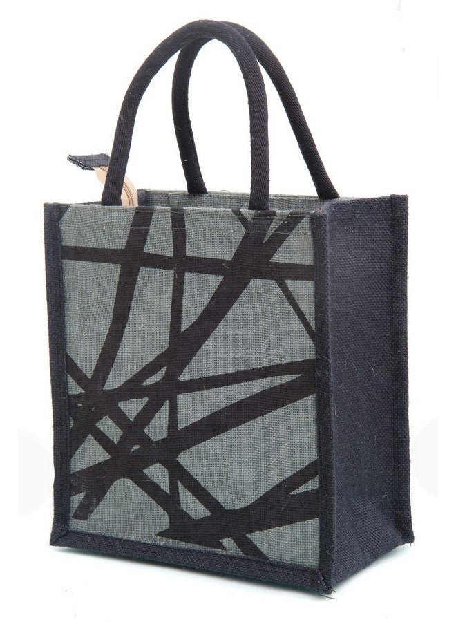 H&B Men'S Printed Jute Tiffin Bag With Zip (Grey Medium) - Image 1