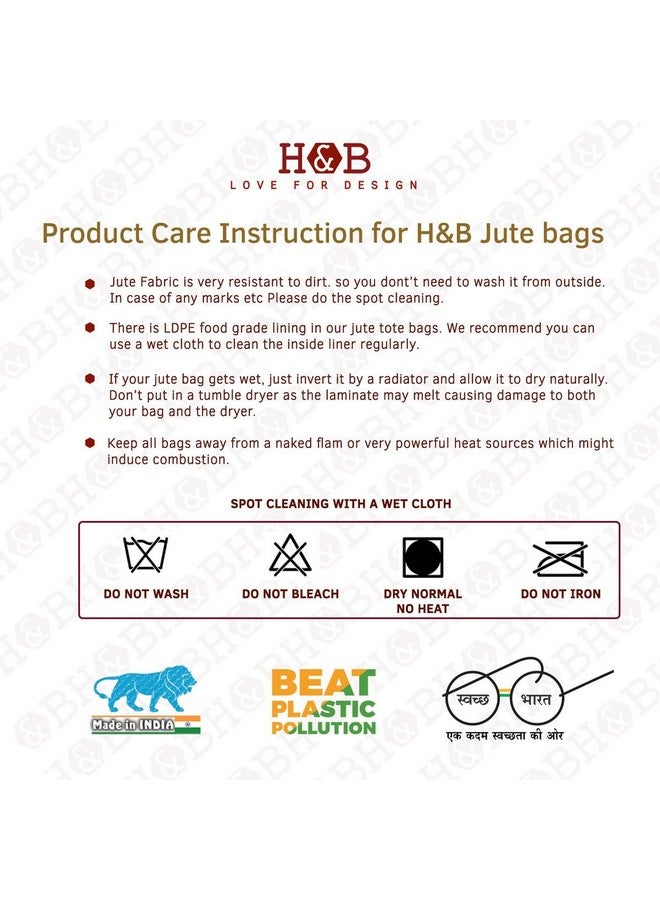 H&B Men'S Printed Jute Tiffin Bag With Zip (Grey Medium) - Image 5