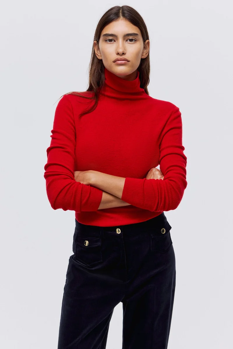 H&M  Cashmere-blend polo-neck jumper for Women | Best Price UAE