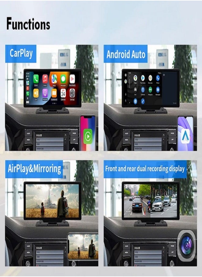 Generic - Easy-to-install 10.26-inch IPS touch carplay screen, with 2K front and rear dash cam, supports Apple CarPlay, Android Auto, Bluetooth, GPS, AUX port. - Image 1