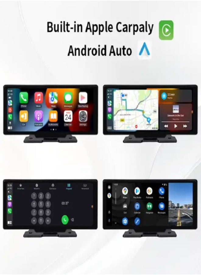 Generic - Easy-to-install 10.26-inch IPS touch carplay screen, with 2K front and rear dash cam, supports Apple CarPlay, Android Auto, Bluetooth, GPS, AUX port. - Image 1