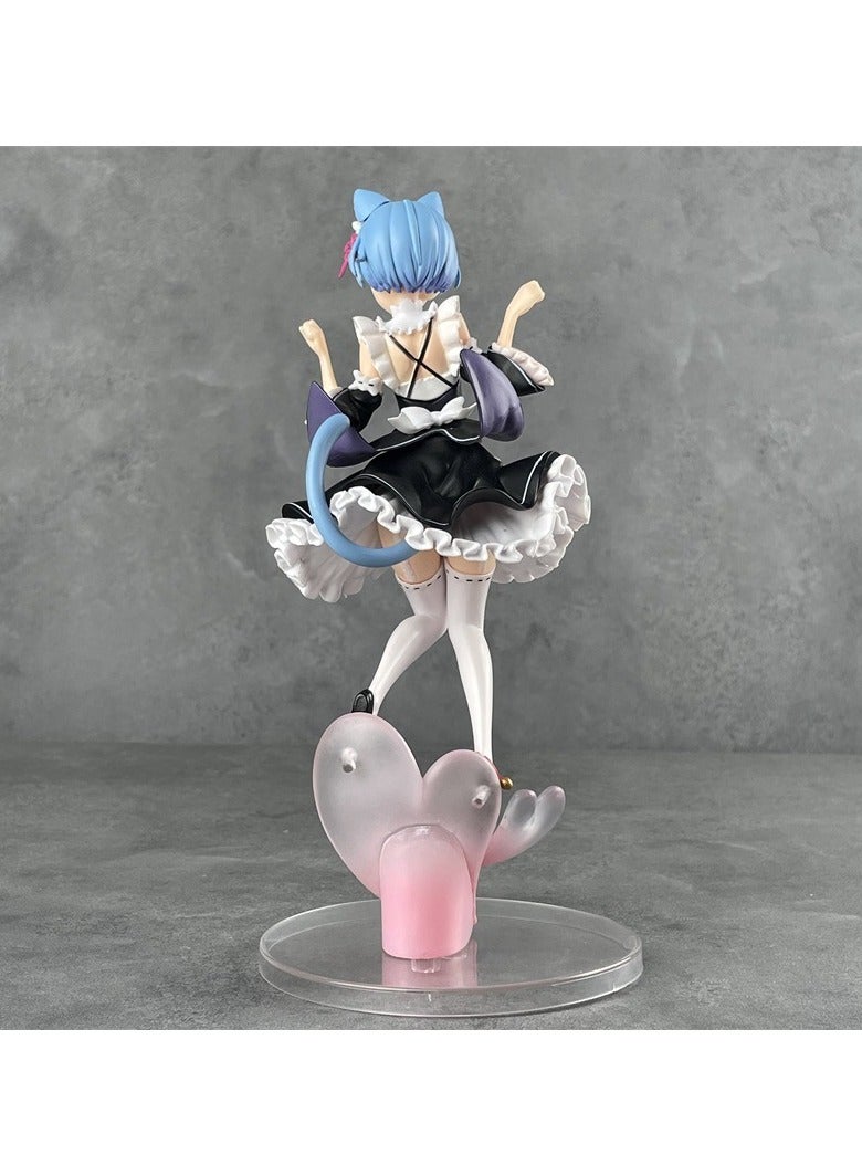 general Rem Cat Ear Maid Figure From Re:Zero, Scene Base Anime Model Desktop Ornament Gift - Image 4
