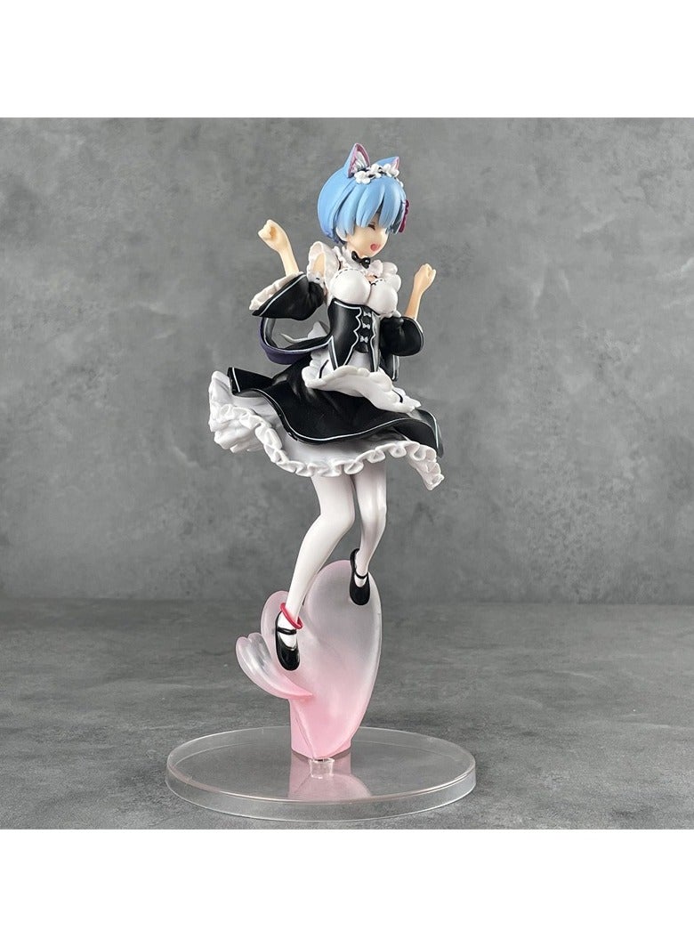 general Rem Cat Ear Maid Figure From Re:Zero, Scene Base Anime Model Desktop Ornament Gift - Image 2