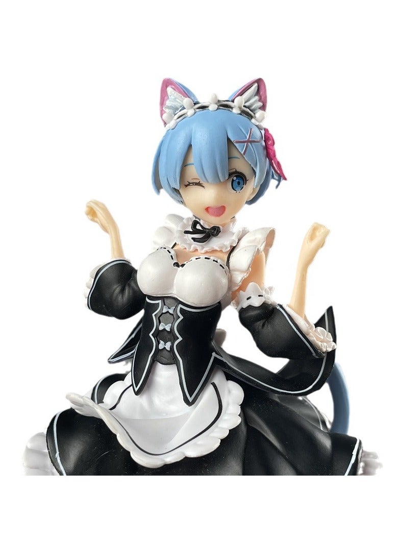 general Rem Cat Ear Maid Figure From Re:Zero, Scene Base Anime Model Desktop Ornament Gift - Image 5