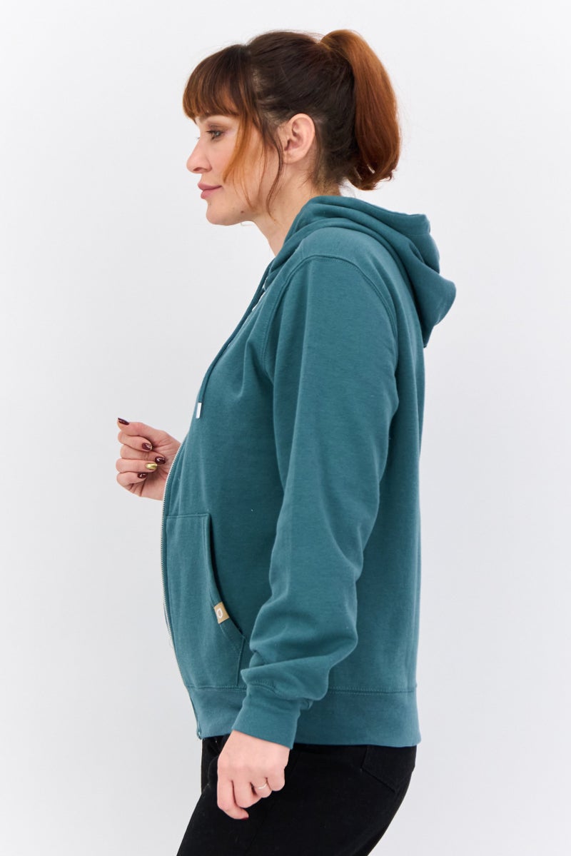 JUICE Women Hooded Long Sleeves Solid Full Zip Sweatshirt, Sage Green - Image 2