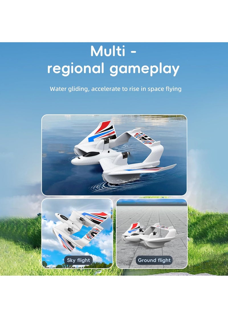 KASTWAVE RC Plane, Remote Control Airplane, 3 in 1 Water Land Air RC Airplane, 2.4GHz 2CH RC Aircraft, RC Glider with Gyroscope and Stunt Flying, RC Plane Toy Gift for Kids & Adults, for Beginners, 2 Batteries  - Image 2