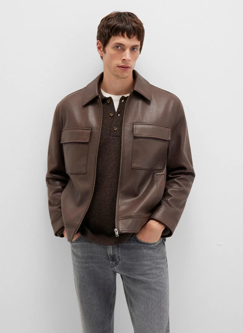 MAVI Brown Faux Leather Jacket