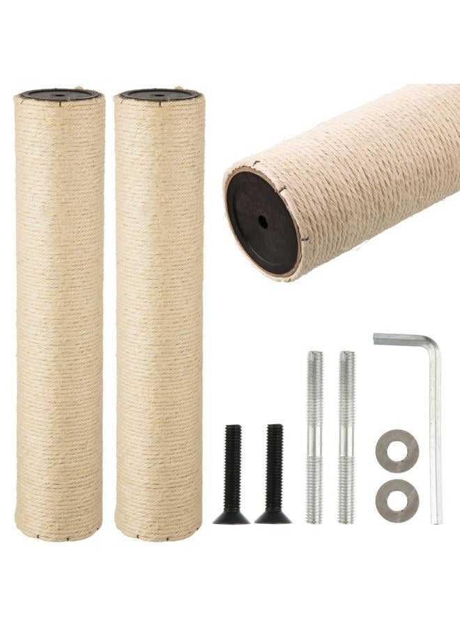 FOBSME 2 Root Cat Scratching Post Replacement 17.72x3.54 Cat Tree Scratch Post Replacement Natural Sisal Pole Cat Scratch Post Refill Pole Part with M8 Screws for Kitten Tree Tower Cat Furniture Accessories - Image 1