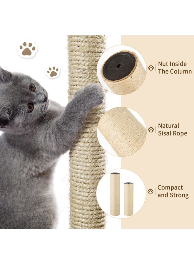 FOBSME 2 Root Cat Scratching Post Replacement 17.72x3.54 Cat Tree Scratch Post Replacement Natural Sisal Pole Cat Scratch Post Refill Pole Part with M8 Screws for Kitten Tree Tower Cat Furniture Accessories - Image 3