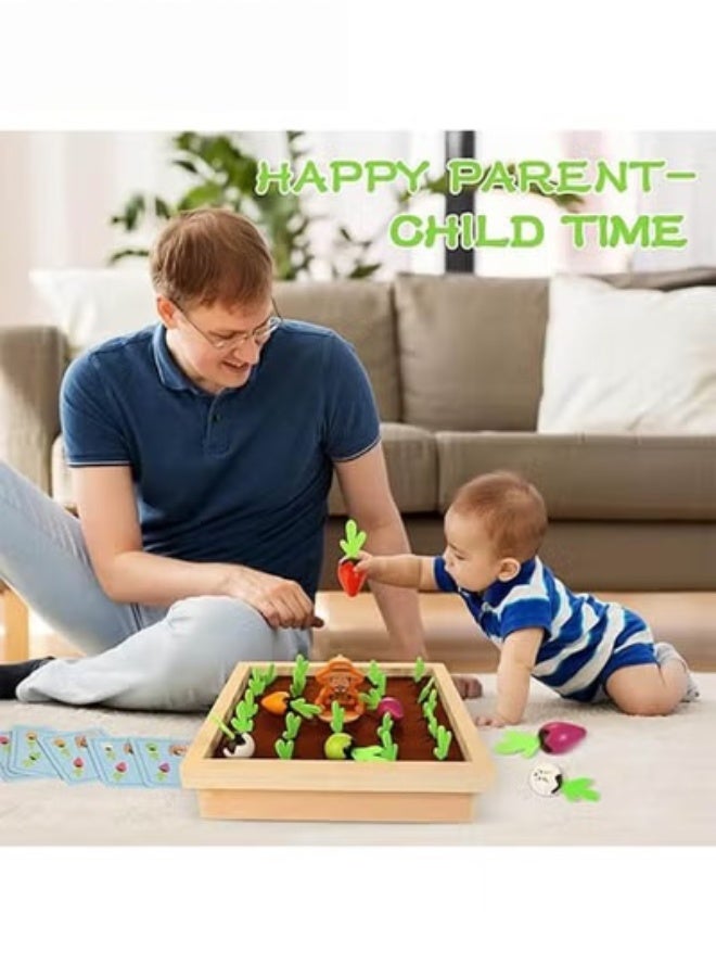 Montessori Wooden Carrot Harvest Game - Memory and Matching Educational Toy for Toddlers. Interactive Board Game for Kids, Perfect Gift for Boys  Girls - Image 1