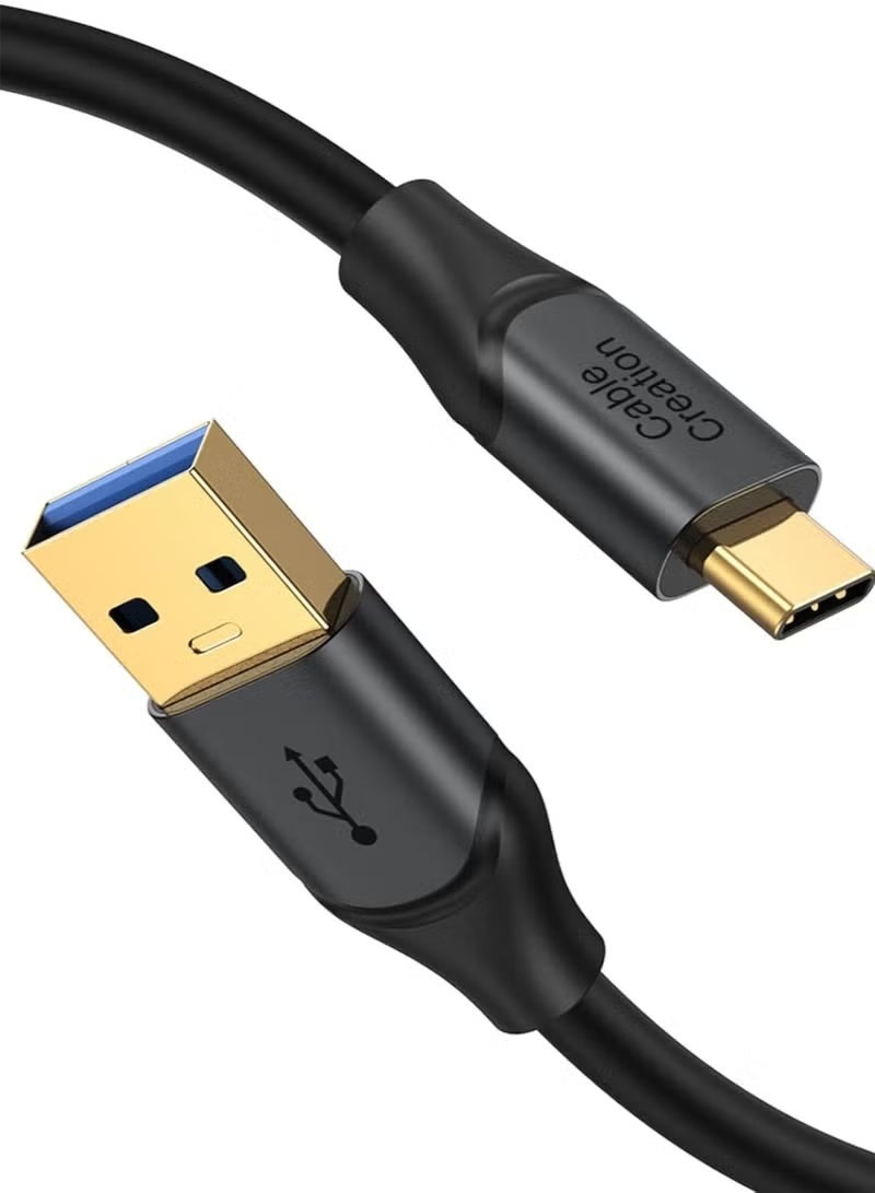 كابل كرييشن كابل قصير من USB إلى USB C بطول 1 متر، كابل نقل بيانات عالي السرعة 10 جيجابت في الثانية من USB C إلى USB A 3.2 Gen2، كابل شحن سريع 60 وات من النوع C لأجهزة iPhone 15، SSD خارجي/MacBook Pro/iPad/Galaxy S23 - Image 1
