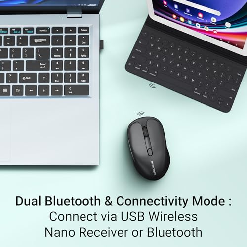 ZEBRONICS Charm Rechargeable Wireless Mouse, Dual Mode (2.4GHz + BT), Dual Bluetooth, Upto 1600 DPI, Silent Operation, 6 Buttons, Comfortable & Ergonomic, for Mac | Laptop | Computer (Metallic Black) - Image 2