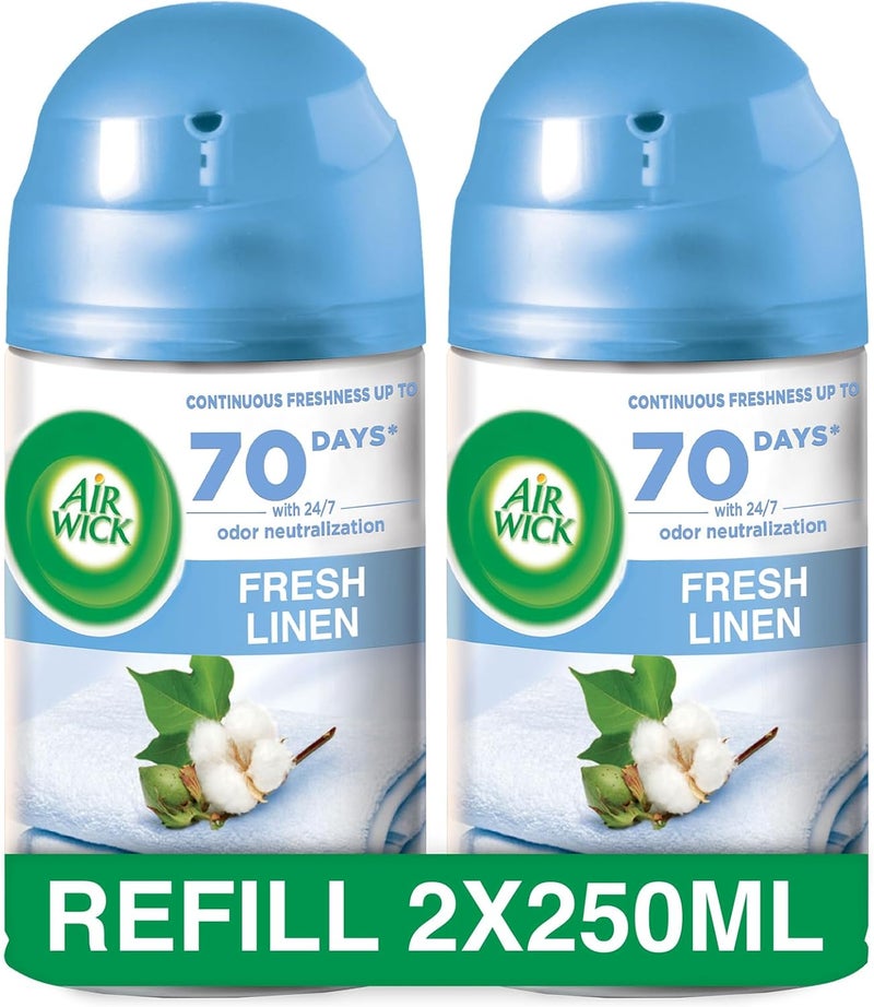 أير ويك إعادة تعبئة رذاذ أوتوماتيكي Air Wick Freshmatic، برائحة الكتان النظيفة، 250 مل × 2 تصميم شامل متعدد - Image 1