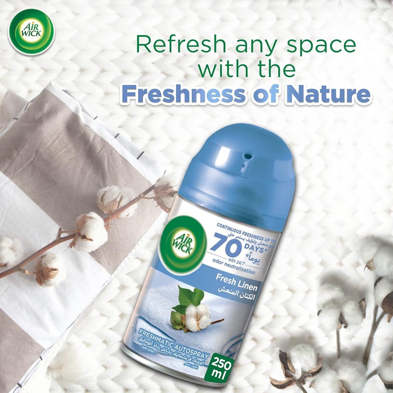 أير ويك إعادة تعبئة رذاذ أوتوماتيكي Air Wick Freshmatic، برائحة الكتان النظيفة، 250 مل × 2 تصميم شامل متعدد - Image 2