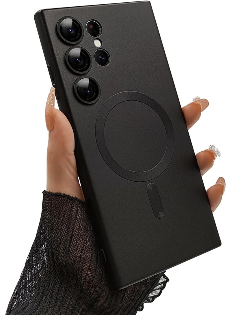 Case Galaxy S22 Ultra Case Magnetic  Support Magsafe Charger  Wireless Anti-Scratch Shockproof Full Camera Protection Slim Thin Silicon Phone Cover Case for Samsung Galaxy S22 Ultra 6.8 Black - Image 1