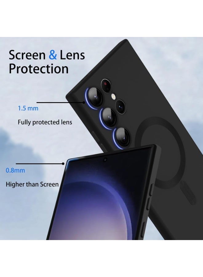 Case Galaxy S22 Ultra Case Magnetic  Support Magsafe Charger  Wireless Anti-Scratch Shockproof Full Camera Protection Slim Thin Silicon Phone Cover Case for Samsung Galaxy S22 Ultra 6.8 Black - Image 2