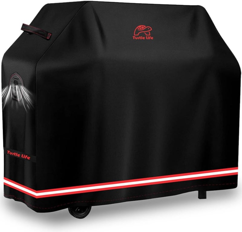 Turtle Life BBQ Grill Cover,64 Inch Heavy Duty Waterproof Barbecue Gas Grill Covers for Weber Genesis Char-Broil Brinkmann, No Fading Away Within 2 Years, Black - Image 1