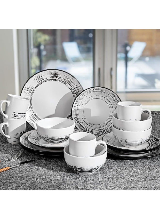 Homlouue Dinnerware Sets 16 Pieces Plates and Bowls Sets Dishes Set for 4 - Image 2