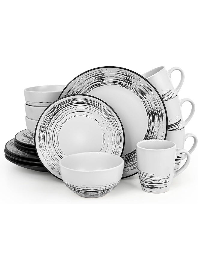 Homlouue Dinnerware Sets 16 Pieces Plates and Bowls Sets Dishes Set for 4 - Image 1