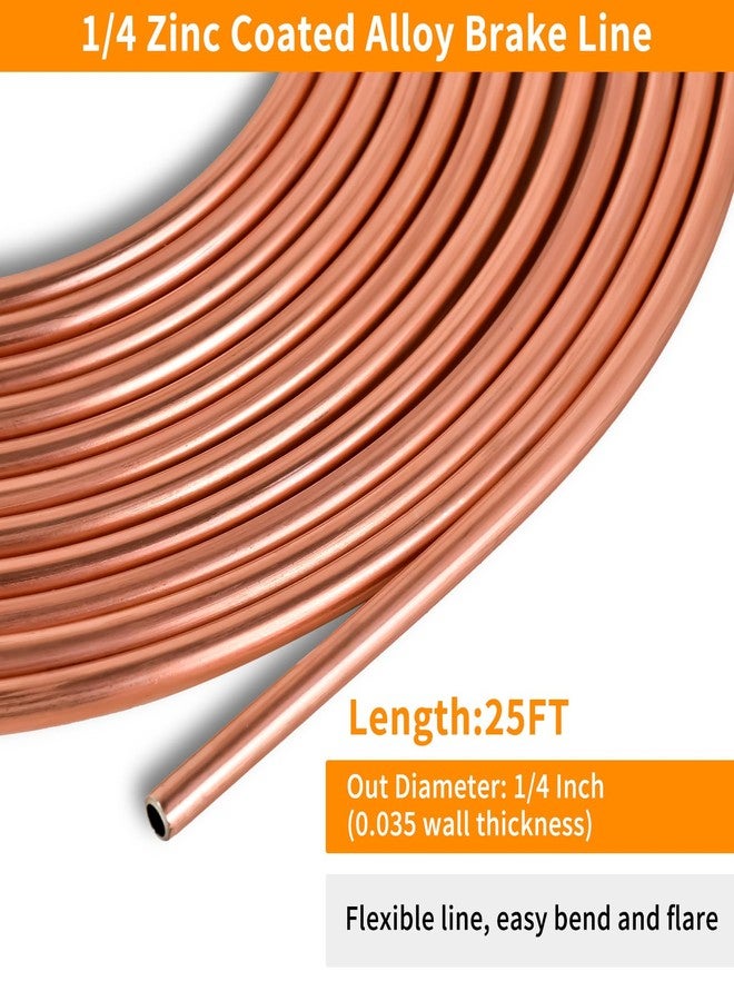 MuHize 1/4 Inch Brake line kit Include 25 FT Copper Coated Brake Lines with Fitting(16pcs Fittings,2pcs Union+4pcs Nut) Brake line Bender,Single Flare Tool,Cutter1/4 Inch Brake line kit - Image 5