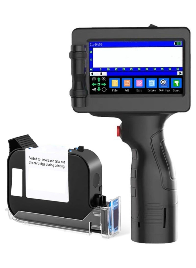 Handheld Inkjet Printer,Portable Handheld Inkjet Printer With 4.3 Inch Touch Screen Fast Drying Inkjet Printer For Logo/Image/Production Date/Number/Batch/QR Code/Barcode