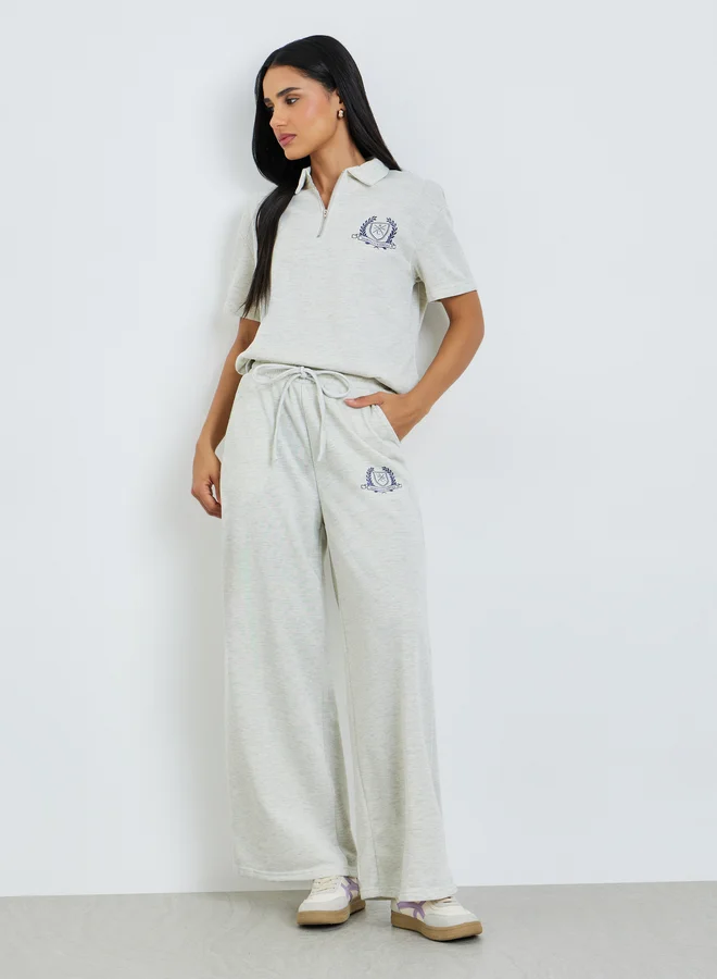 Styli Grey Wide Leg Joggers with Side Pocket