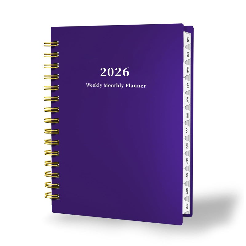 Ymumuda 2026 Planner, Daily Weekly and Monthly Plannerï¼ŒJan 2026 - Dec 2026, 8.4" x 6.3", 2026 Calendar Planner Book with Tabs, Spiral Notebook with Inner Pocket for Office Home School Supplies - Image 1