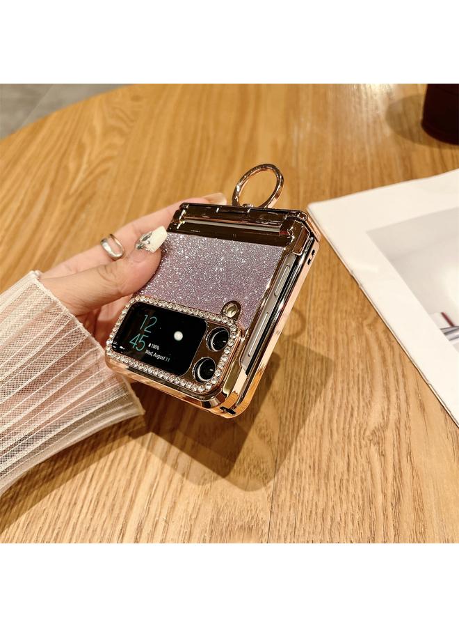 S-TOP Case For Samsung Galaxy Z Flip3 5G Electroplated PC Starry Sky Glitter Shockproof Phone Case with Ring - Image 3