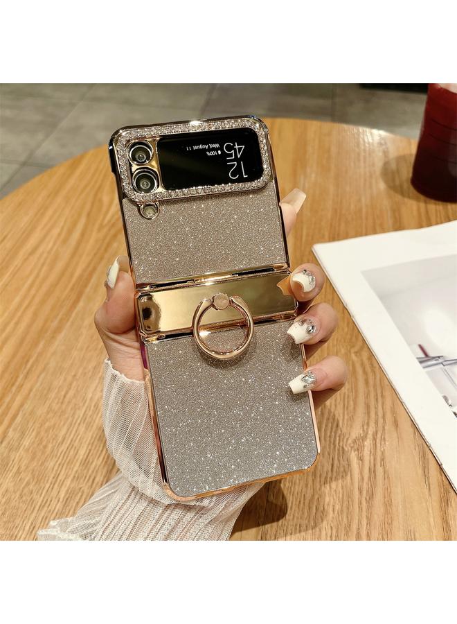 S-TOP Case For Samsung Galaxy Z Flip3 5G Electroplated PC Starry Sky Glitter Shockproof Phone Case with Ring - Image 1