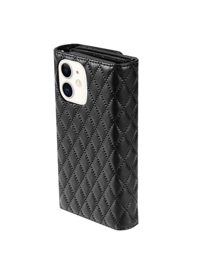 Zaboon Case For iPhone 11 Zipper Multi-Card Wallet Rhombic Leather Phone Case - Image 3