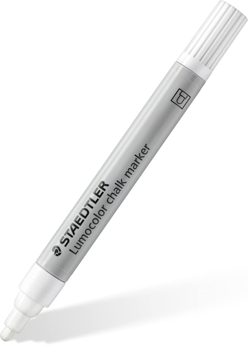 STAEDTLER Lumocolor 344-0 BK White Chalk Marker - Opaque, Wipeable, 2.4 mm Tip - Image 2