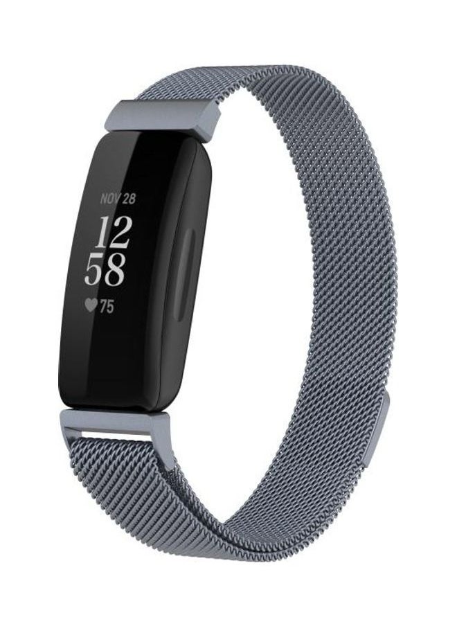 NIBEMINENT - Milanese Replacement Wrist Strap Watchband For Fitbit Inspire 2 Size:S Grey - Image 1
