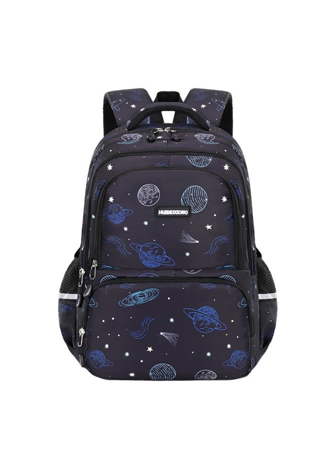 Primary School Children's Schoolbag Girls' Backpack Water-repellent Reflective Strip Junior High School Students' Large Capacity Backpack For Boys-Color:Floral Black - Image 2