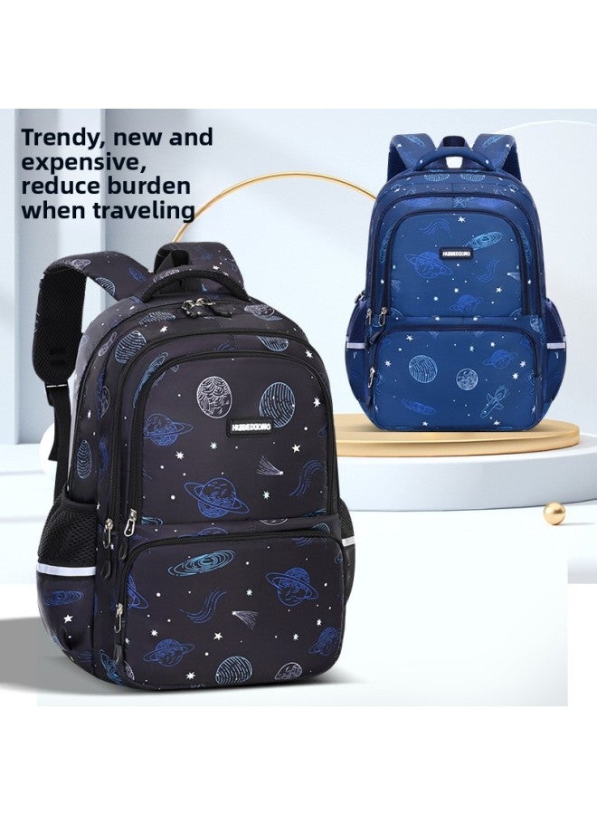 Primary School Children's Schoolbag Girls' Backpack Water-repellent Reflective Strip Junior High School Students' Large Capacity Backpack For Boys-Color:Floral Black - Image 3