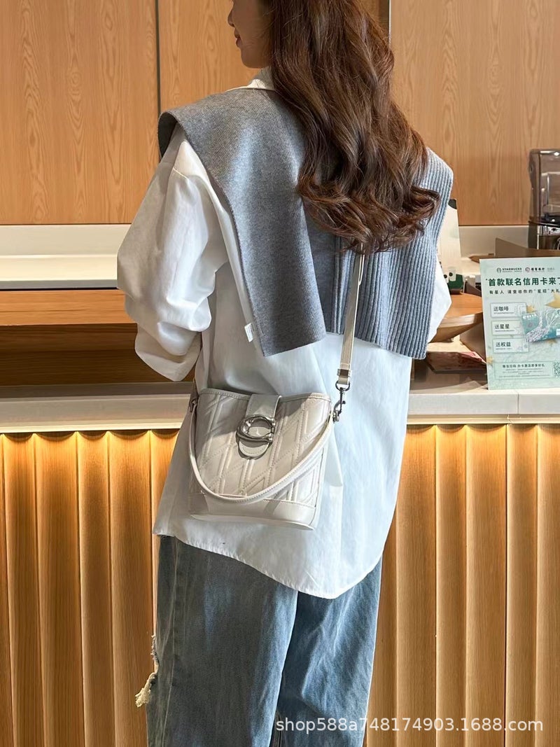 Fashion Genuine Leather Bucket Bag Women'S High-End Niche Crossbody Bag All-Match Commuter Shoulder Handbag - Image 4
