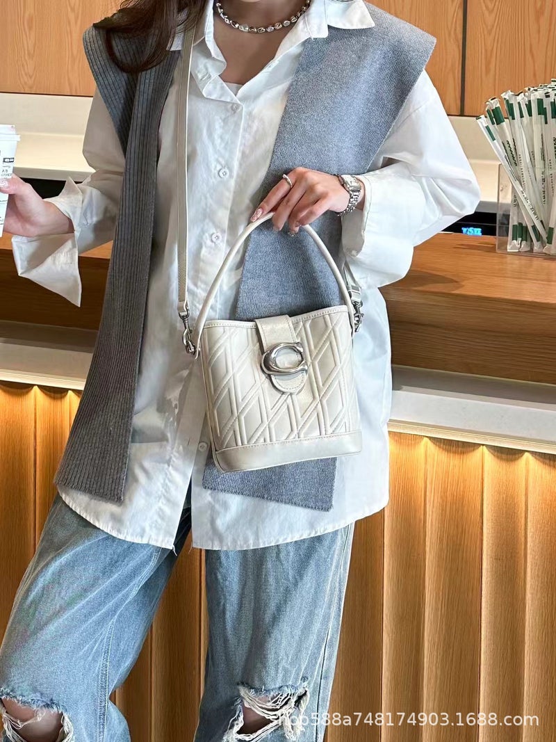 Fashion Genuine Leather Bucket Bag Women'S High-End Niche Crossbody Bag All-Match Commuter Shoulder Handbag - Image 3