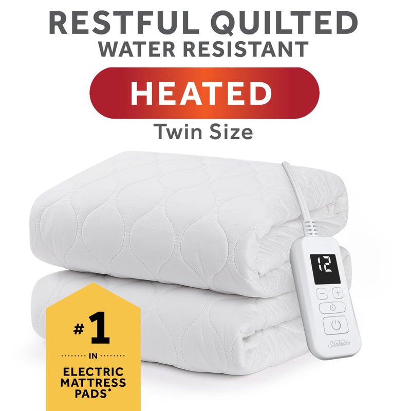 Sunbeam Restful Quilted Water Resistant Heated Mattress Pad - Twin - Image 2