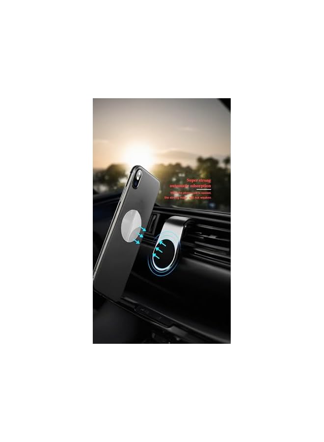 green tiger L-Type Universal Car Vent Magnetic Phone Holder - Silver, Adjustable & Secure Fit for All Smartphones, Easy Installation Without Blocking Airflow - Image 2