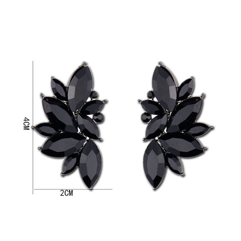 CSIYANJRY99 Glitter Rhinestone Statement Earrings for Women Fashion Bling Colorful Crystal Cluster Drop Dangle Earrings for Women (J-Black) - Image 3