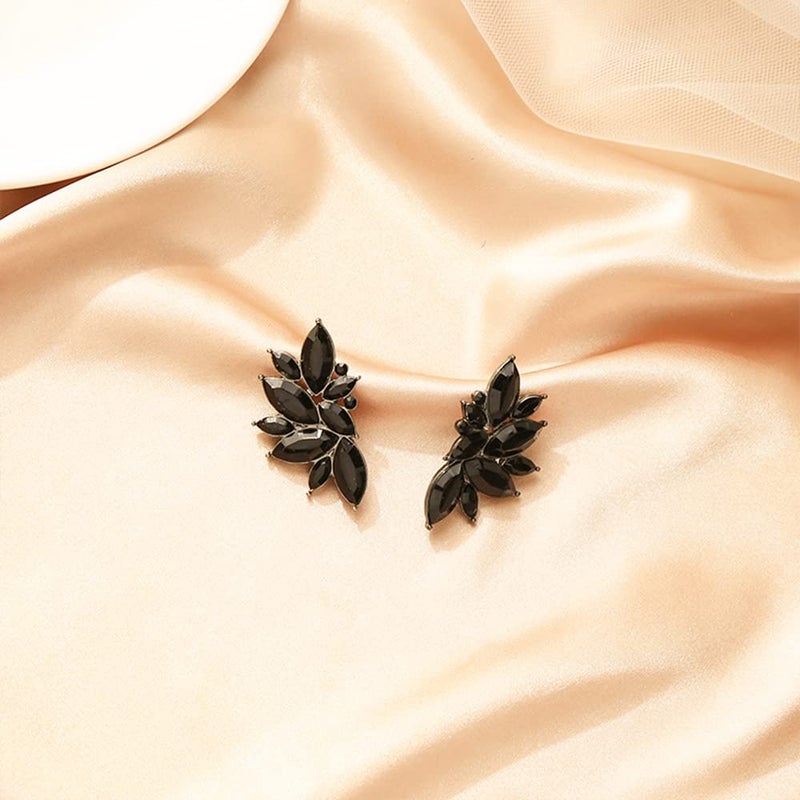 CSIYANJRY99 Glitter Rhinestone Statement Earrings for Women Fashion Bling Colorful Crystal Cluster Drop Dangle Earrings for Women (J-Black) - Image 4