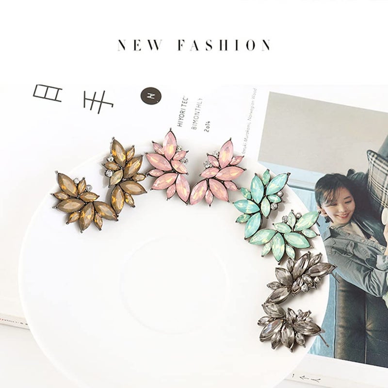 CSIYANJRY99 Glitter Rhinestone Statement Earrings for Women Fashion Bling Colorful Crystal Cluster Drop Dangle Earrings for Women (J-Black) - Image 5