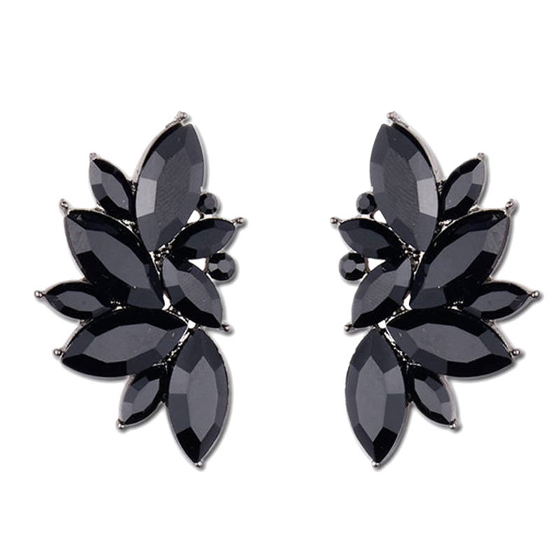 CSIYANJRY99 Glitter Rhinestone Statement Earrings for Women Fashion Bling Colorful Crystal Cluster Drop Dangle Earrings for Women (J-Black) - Image 1