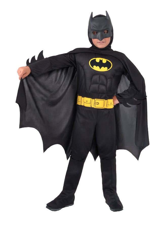 Ciao بدلة باتمان للأطفال مع عضلات سوداء 10-12 سنة | زي رسمي من دي سي كوميكس مع عباءة، بدلة، حزام وأحذية فوقية - Image 1