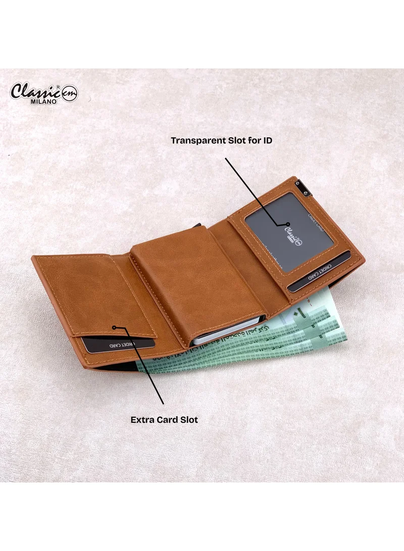 Classic Milano Tan (K1802-G056) Classic Milano RFID Blocking Faux Leather Wallet for Men and Women | Card Holder Wallet Pop-up, Credit Card Holder for Men | Wallet for Men & Women’s Card Wallet for Men | Best Price UAE