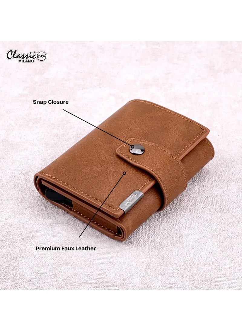 Classic Milano Tan (K1802-G056) Classic Milano RFID Blocking Faux Leather Wallet for Men and Women | Card Holder Wallet Pop-up, Credit Card Holder for Men | Wallet for Men & Women’s Card Wallet for Men | Best Price UAE