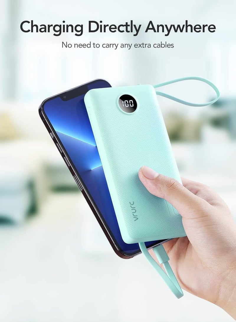 VRURC Portable Charger with Built-in Cables, 10000mAh LED Display USB C Power Bank - Image 5