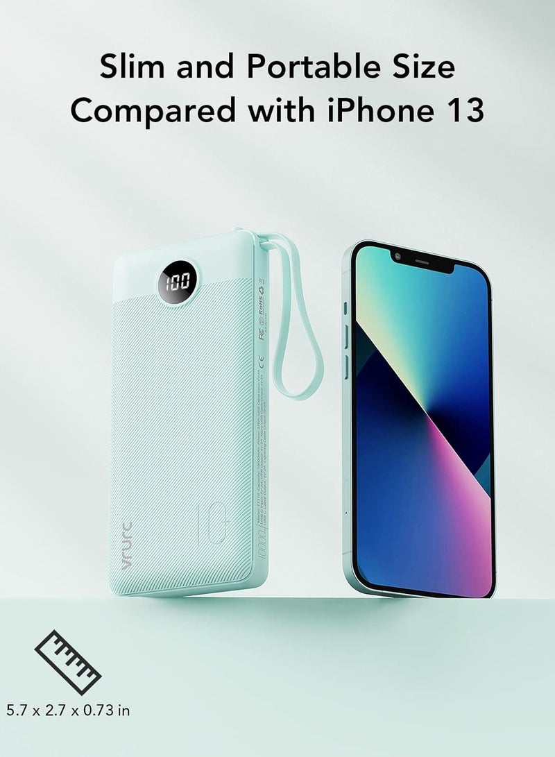 VRURC Portable Charger with Built-in Cables, 10000mAh LED Display USB C Power Bank - Image 4