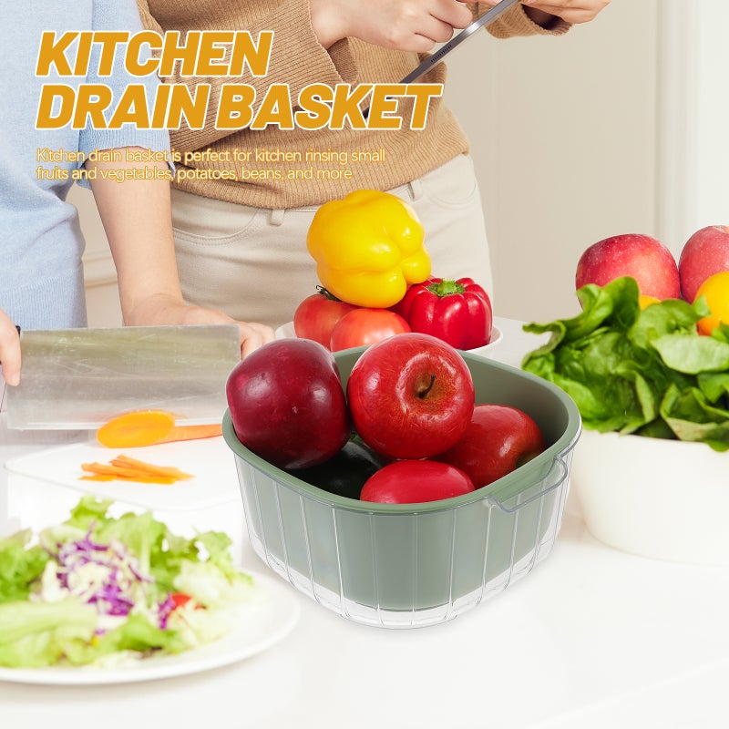 2pcs Vegetable Washing Basket Kitchen Draining Basket Double Layer Fruit Wash Basin - Image 5